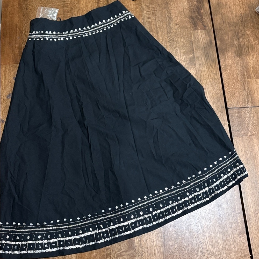 DIMRI Sequined boho gypsy skirt size medium. New without tags. Black tan - Picture 3 of 8